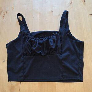 Womens Shein Large L Black Sleeveless Tank Top Ladies Wide Strap pheasant style